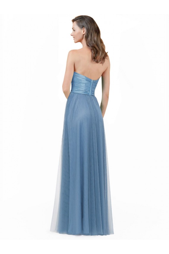 Long Sleeveless A-Line Low Back Satin & Tulle Bridesmaid Dress Canberra