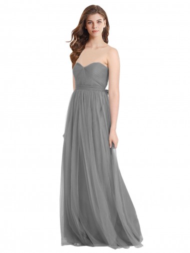 Long Slate Grey Sleeveless A-Line Bridesmaid Gown Canberra