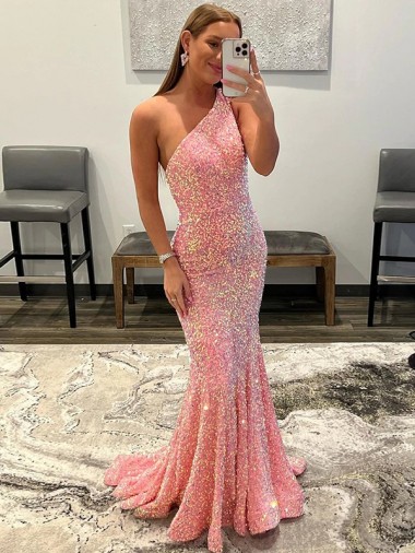 Sweep Train Pink Sleeveless Sheath Velvet Sequin Prom Dress / Evening Dress Canberra