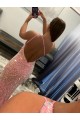 Sweep Train Pink Sleeveless Sheath Velvet Sequin Prom Dress / Evening Dress Canberra