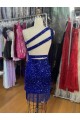 Short Royal Blue Sleeveless Sheath Velvet Sequin Evening Gowns Canberra