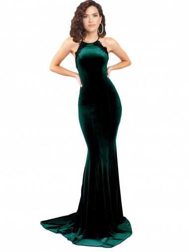 Sweep Train Dark Green Sleeveless Mermaid Open Back Formal Evening Gown / Prom Dress / Bridesmaid Dress Canberra