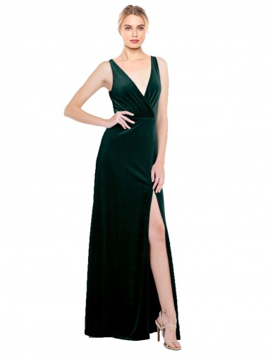 Long Dark Green Sleeveless A-Line V-Back Black Tie Evening Gown / Prom Dress / Bridesmaid Dress Canberra