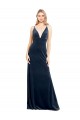 Long Dark Navy Sleeveless A-Line V-Back Stretch Velvet Prom Dress / Bridesmaid Dress Canberra