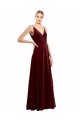 Long Burgundy Sleeveless A-Line V-Back Bridesmaid Dress / Evening Dress Canberra