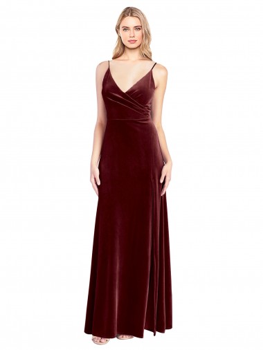 Long Burgundy Sleeveless A-Line V-Back Black Tie Prom Dress / Bridesmaid Dress Canberra