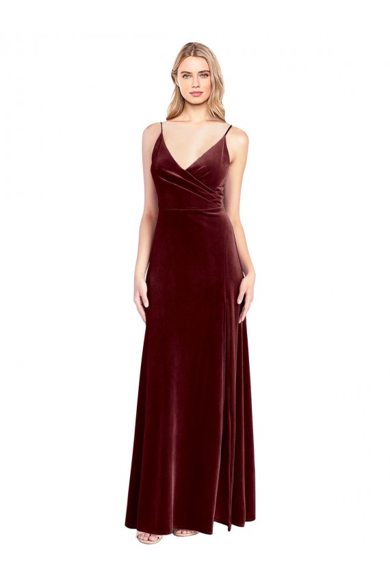 Long Burgundy Sleeveless A-Line V-Back Black Tie Prom Dress / Bridesmaid Dress Canberra