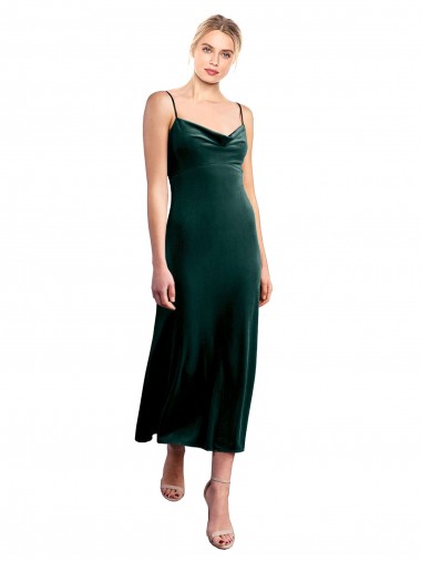 Midi Length Dark Green Sleeveless A-Line Low Back Prom Dress / Bridesmaid Dress Canberra