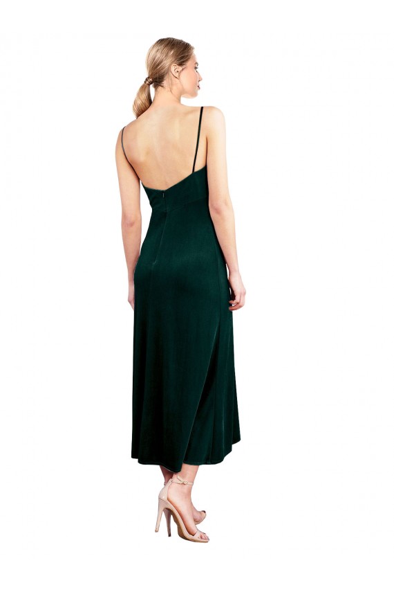 Midi Length Dark Green Sleeveless A-Line Low Back Prom Dress / Bridesmaid Dress Canberra