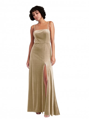 Long Champagne Sleeveless A-Line Low Back Formal Evening Gown / Prom Dress / Bridesmaid Dress Canberra