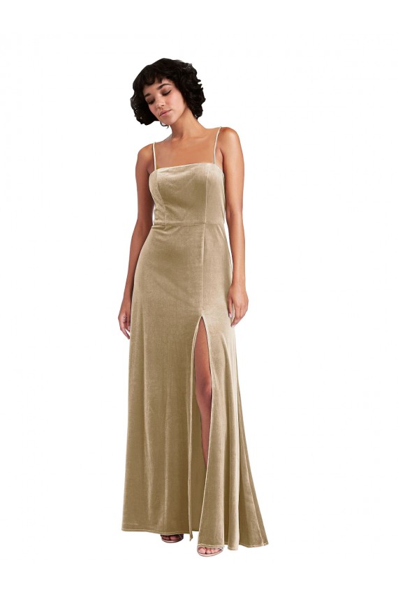 Long Champagne Sleeveless A-Line Low Back Formal Evening Gown / Prom Dress / Bridesmaid Dress Canberra