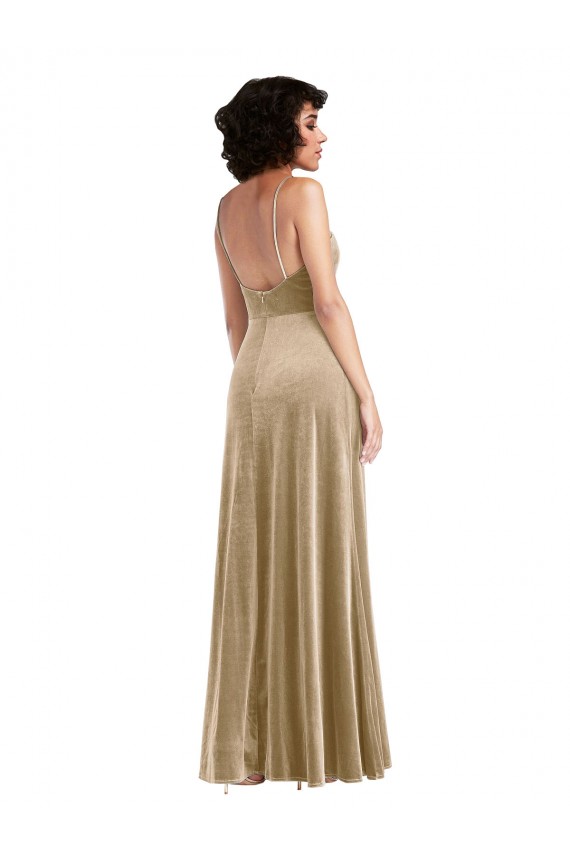 Long Champagne Sleeveless A-Line Low Back Formal Evening Gown / Prom Dress / Bridesmaid Dress Canberra