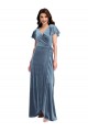 Long Dusty Blue Flutter Sleeves A-Line Black Tie Evening Gown / Prom Dress / Bridesmaid Dress Canberra