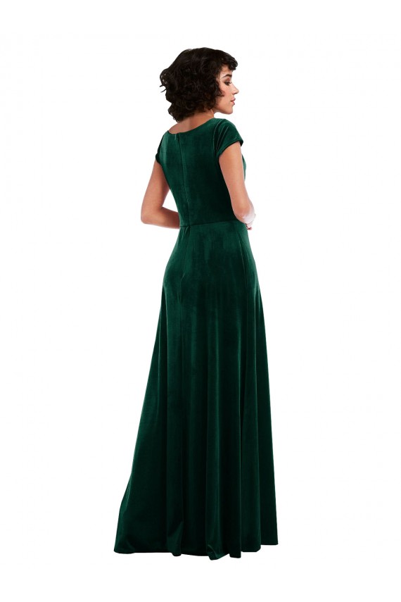 Long Dark Green Cap Sleeves A-Line Black Tie Evening Gown / Prom Dress / Bridesmaid Dress Canberra