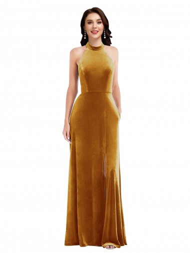 Long Gold Sleeveless Trumpet Keyhole Back Semi Formal Evening Dress / Prom Dress / Bridesmaid Dress Canberra