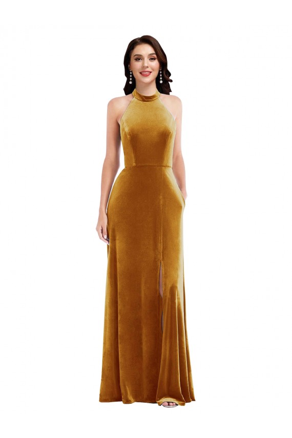 Long Gold Sleeveless Trumpet Keyhole Back Semi Formal Evening Dress / Prom Dress / Bridesmaid Dress Canberra