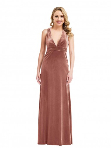 Long Cinnamon Rose Sleeveless A-Line Open Back Bridesmaid Dress / Evening Dress Canberra