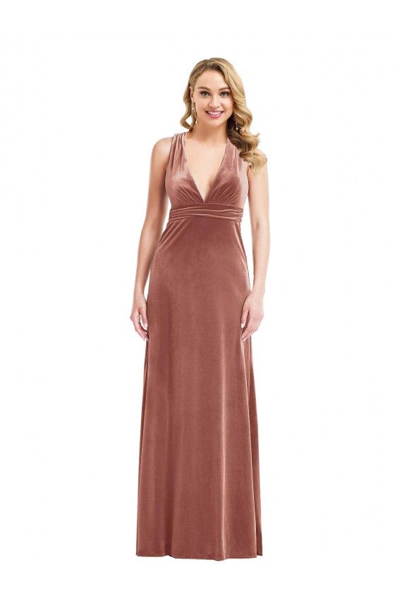 Long Cinnamon Rose Sleeveless A-Line Open Back Bridesmaid Dress / Evening Dress Canberra