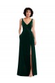 Long Dark Green Sleeveless A-Line V-Back Bridesmaid Dress / Evening Dress Canberra