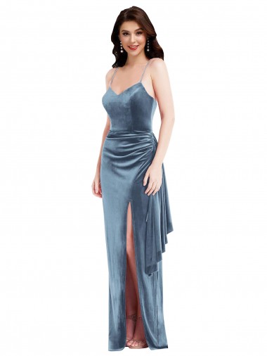 Long Dusty Blue Sleeveless Trumpet Low Back Formal Evening Gown / Prom Dress / Bridesmaid Dress Canberra