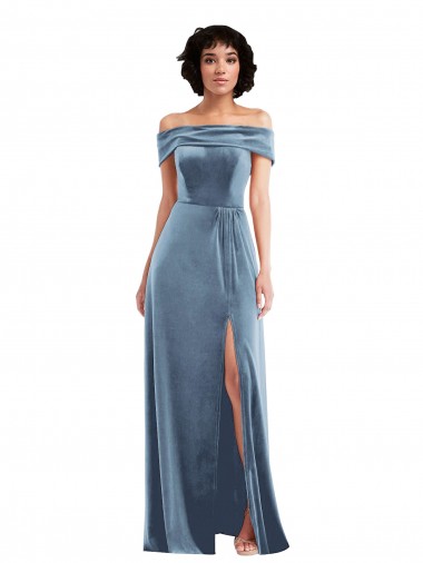 Long Dusty Blue Sleeveless A-Line Semi Formal Evening Dress / Prom Dress / Bridesmaid Dress Canberra