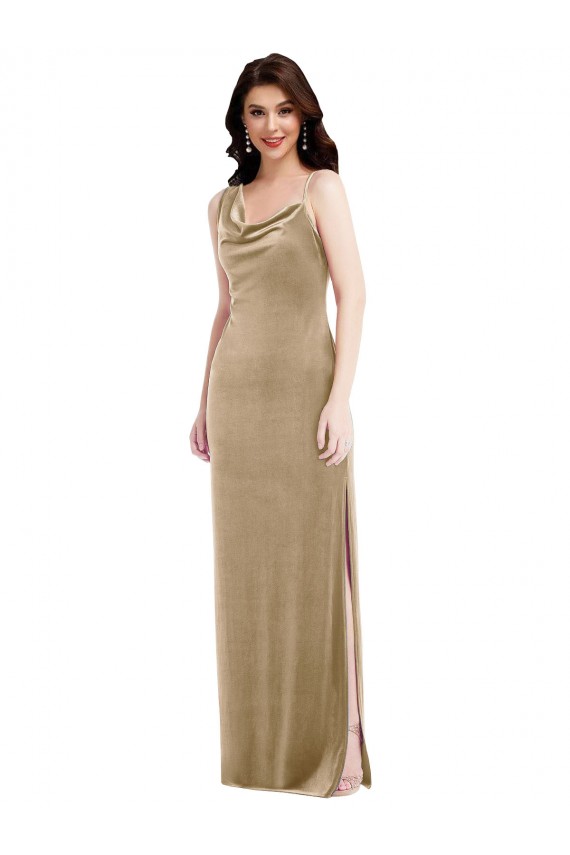 Long Champagne Sleeveless Sheath Black Tie Evening Gown / Prom Dress / Bridesmaid Dress Canberra