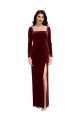 Long Burgundy Long Sleeves A-Line Low Back Prom Dress / Bridesmaid Dress Canberra