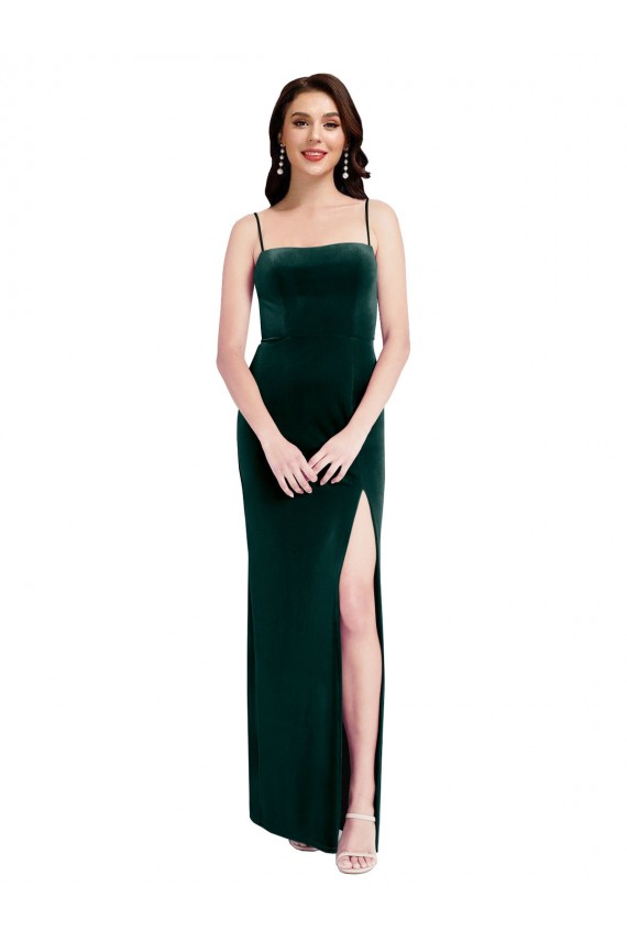 Long Dark Green Sleeveless Sheath Low Back Prom Dress / Bridesmaid Dress Canberra