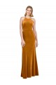 Long Gold Sleeveless A-Line Open Back Stretch Velvet Formal Evening Gown / Prom Dress / Bridesmaid Dress Canberra