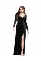 Long Black Long Sleeves Column V-Back Formal Evening Gown / Prom Dress / Bridesmaid Dress Canberra