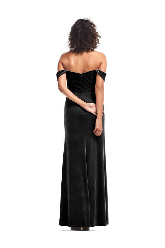 Long Black Sleeveless A-Line Stretch Velvet Formal Evening Gown / Prom Dress / Bridesmaid Dress Canberra