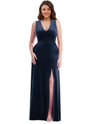 Long Dark Navy Sleeveless Sheath Formal Plus Size Evening Gown / Prom Dress / Bridesmaid Dress Canberra