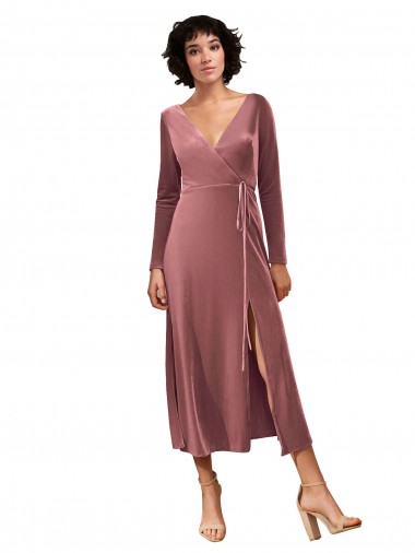 Midi Length Cinnamon Rose Long Sleeves A-Line Black Tie Prom Dress / Bridesmaid Dress Canberra