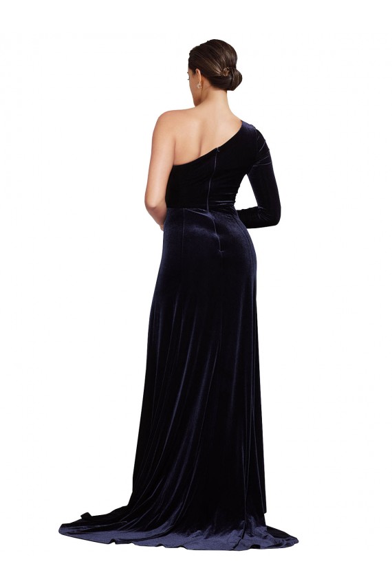 Sweep Train Dark Navy Long Sleeves A-Line Formal Evening Gown / Prom Dress / Bridesmaid Dress Canberra