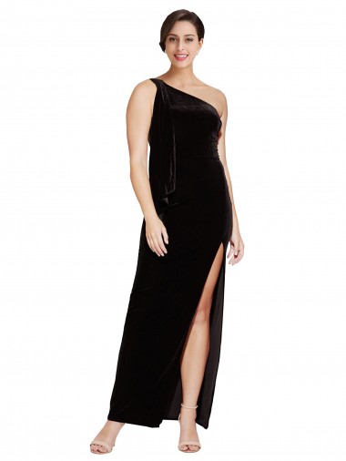 Long Black Sleeveless Sheath Stretch Velvet Formal Evening Gown / Prom Dress / Bridesmaid Dress Canberra