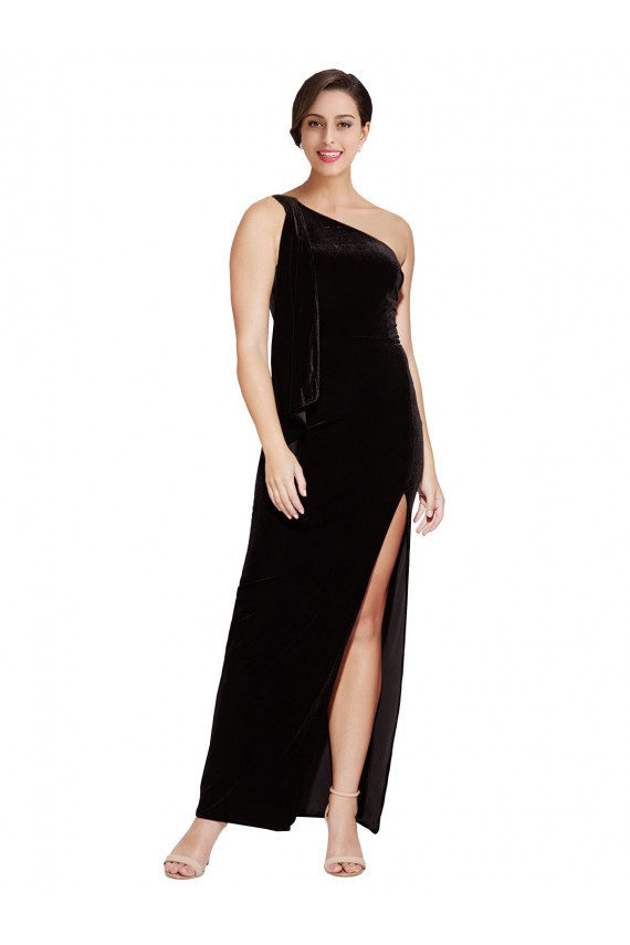 Long Black Sleeveless Sheath Stretch Velvet Formal Evening Gown / Prom Dress / Bridesmaid Dress Canberra