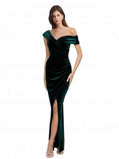 Long Dark Green Sleeveless Sheath High Low Evening Gown / Prom Dress / Bridesmaid Dress Canberra