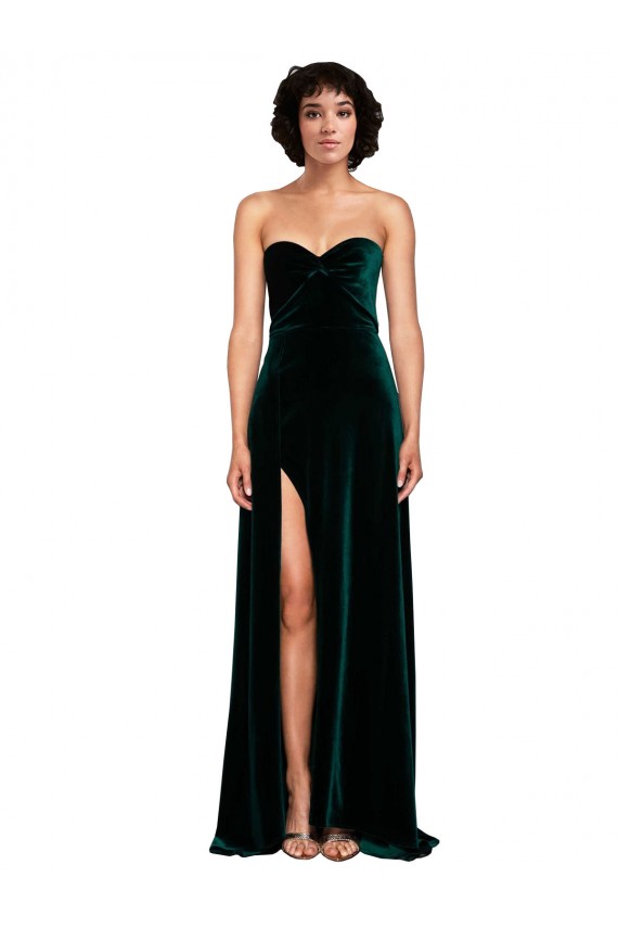 Sweep Train Dark Green Sleeveless A-Line Low Back Semi Formal Evening Dress / Prom Dress / Bridesmaid Dress Canberra