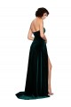 Sweep Train Dark Green Sleeveless A-Line Low Back Semi Formal Evening Dress / Prom Dress / Bridesmaid Dress Canberra